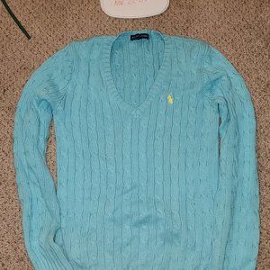 Women's Ralph Lauren Polo Blue V-Neck Sweater M